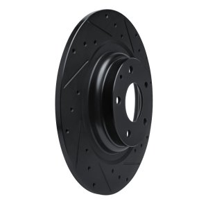 Mazda CX-9 Brake Rotor (1) - Rear Right - R1 Concepts - Drilled & Slotted - Black - `16-`23